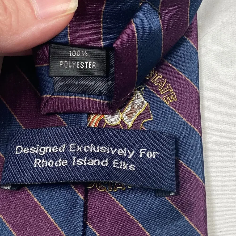 Rhode Island Elks Men's Tie Blue Purple 3.25x60 Classic Striped BPOE
